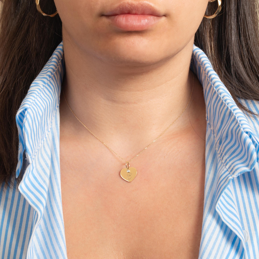 Kişiye Özel Kalp Taşlı Altın Kolye  - Goldstore