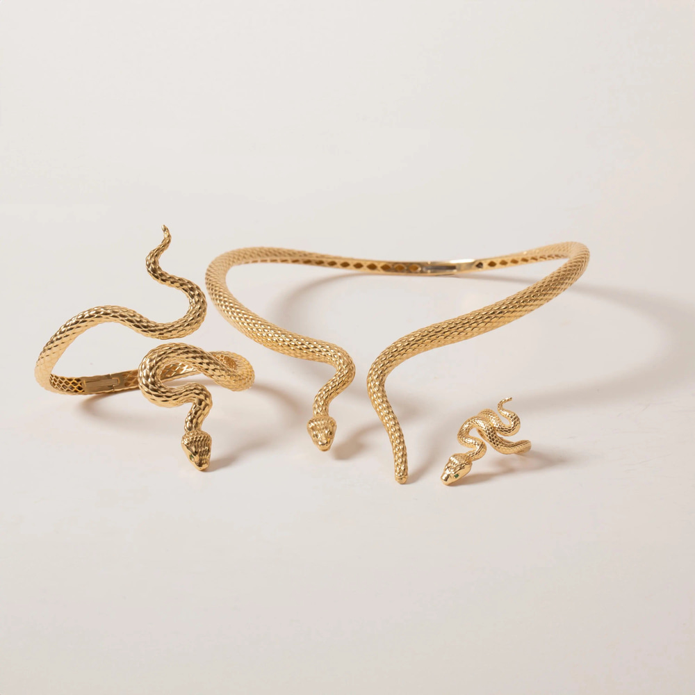 Kıvrımlı Yılan Figürlü Altın Yüzük - Goldstore