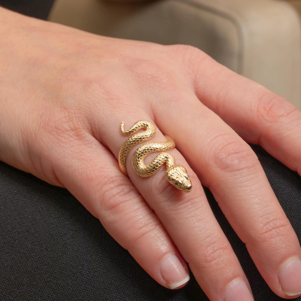 Kıvrımlı Yılan Figürlü Altın Yüzük - Goldstore