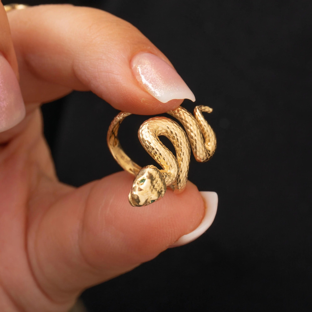 Kıvrımlı Yılan Figürlü Altın Yüzük - Goldstore