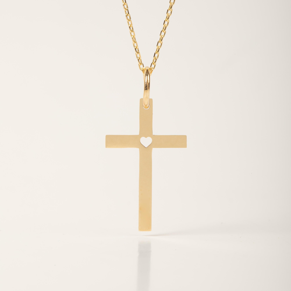 Kutsal Kalp Altın Haç Kolye - Goldstore