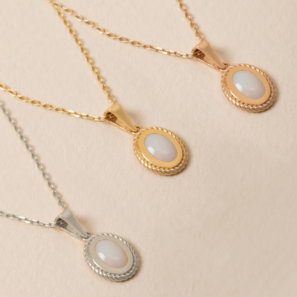 Minimal Oval Opal Altın Kolye - Goldstore