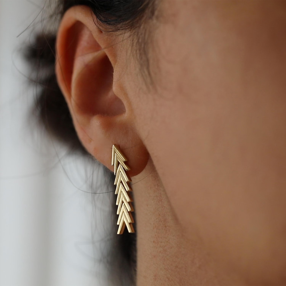 Modern Geometrik V Altın Küpe - Goldstore