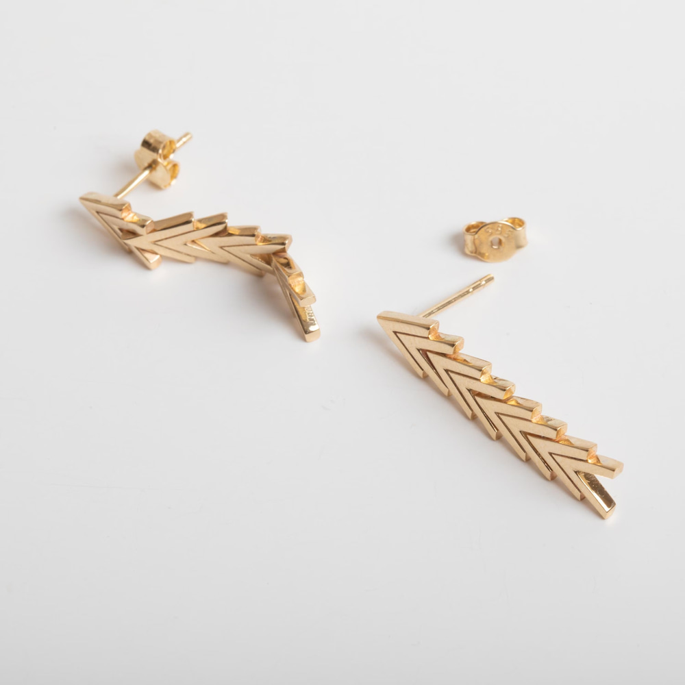 Modern Geometrik V Altın Küpe - Goldstore