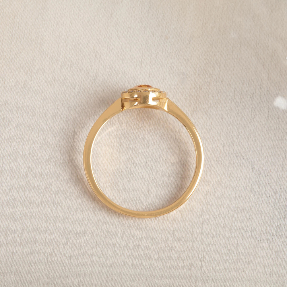 Pırlanta Detaylı Sitrin Altın Yüzük - Goldstore
