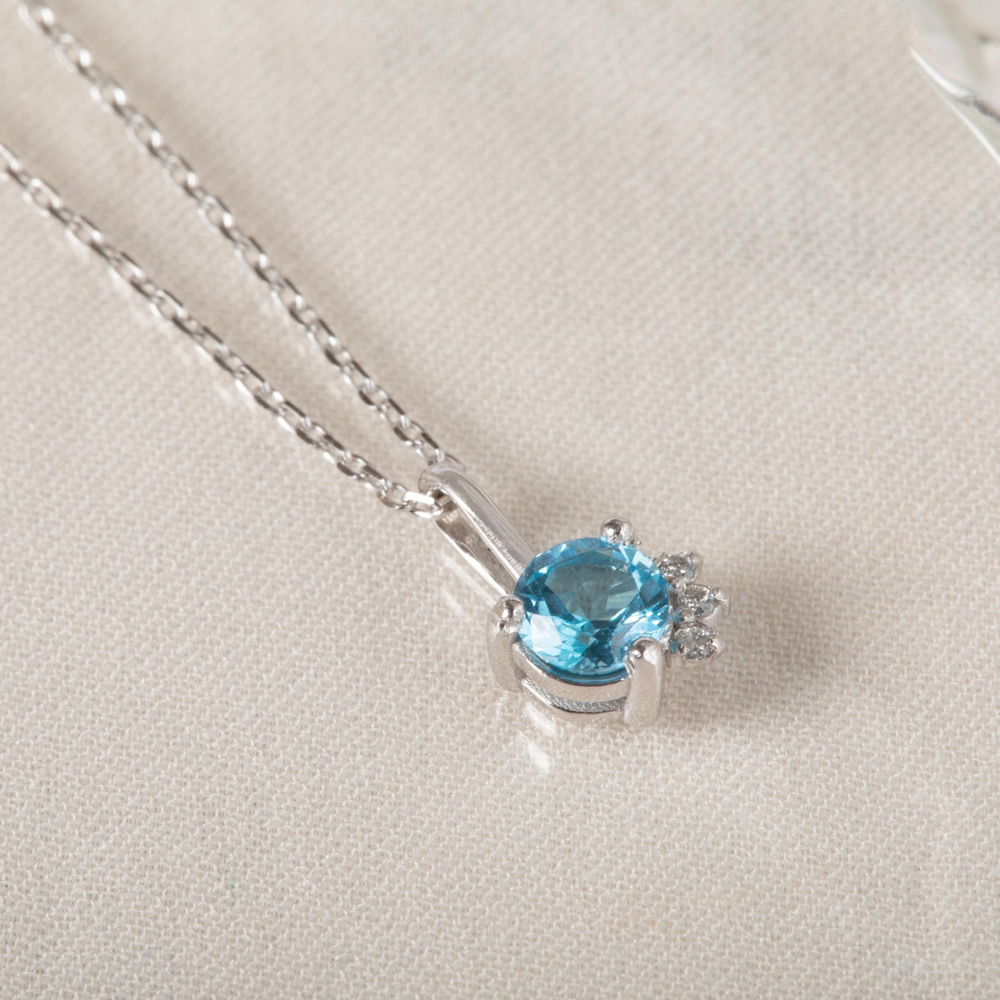 Pırlanta Detaylı Topaz Altın Kolye - Goldstore