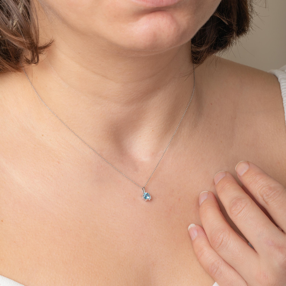 Pırlanta Detaylı Topaz Altın Kolye - Goldstore