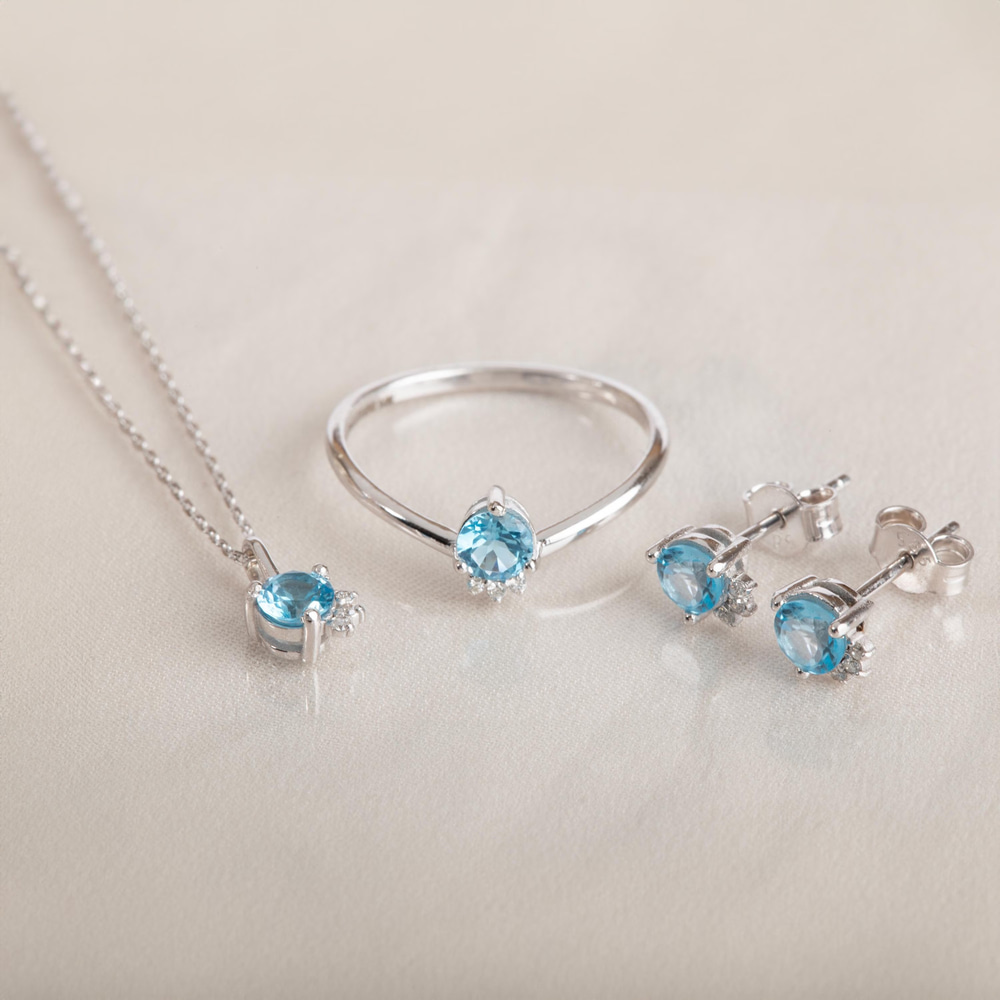 Pırlanta Detaylı Topaz Altın Kolye - Goldstore