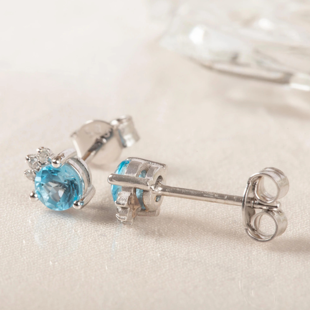 Pırlanta Işıltılı Topaz Altın Küpe - Goldstore