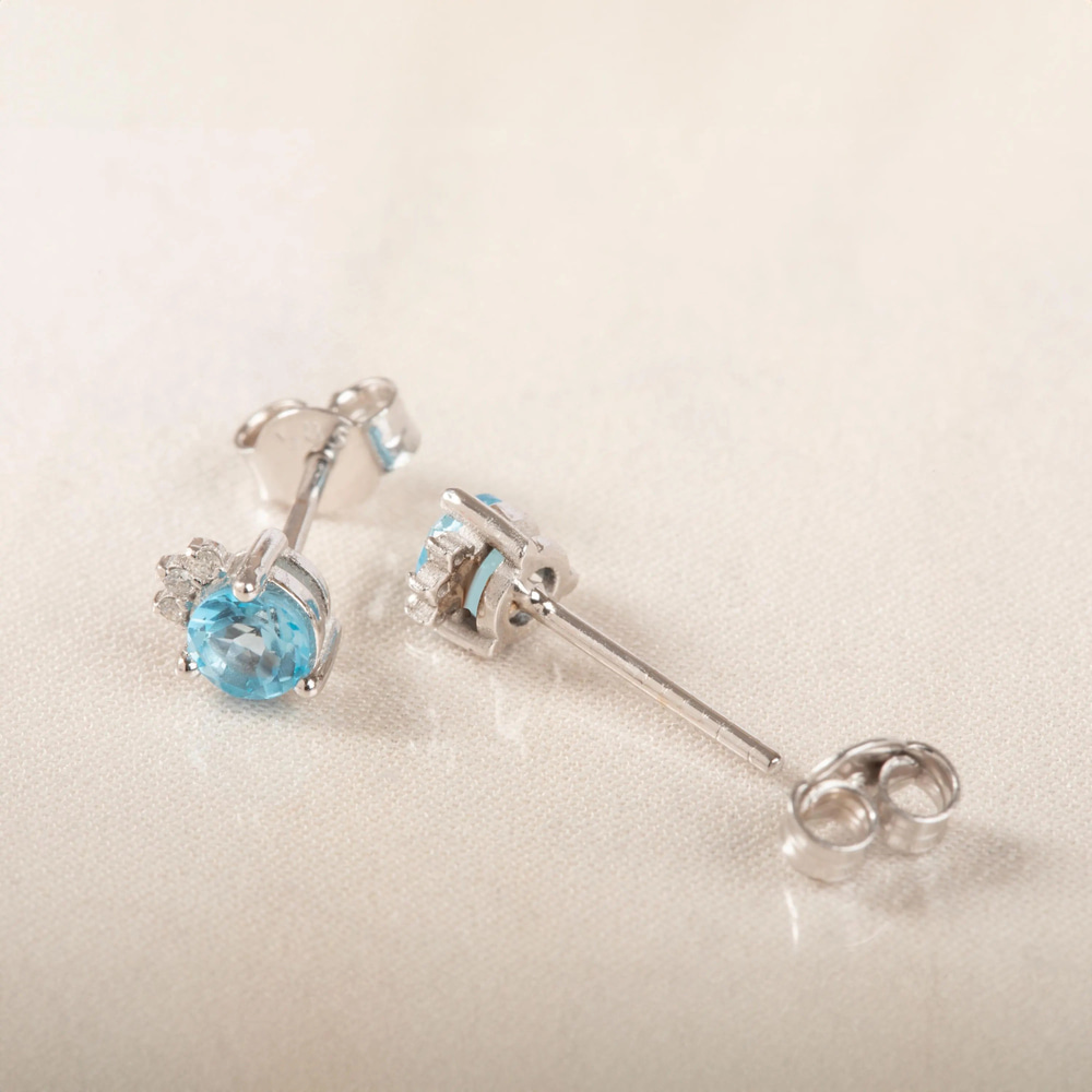 Pırlanta Işıltılı Topaz Altın Küpe - Goldstore