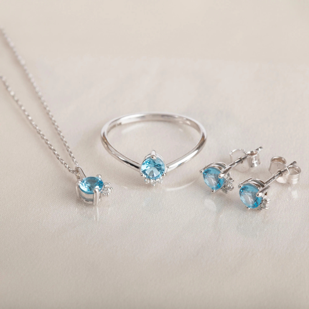 Pırlanta Işıltılı Topaz Altın Küpe - Goldstore