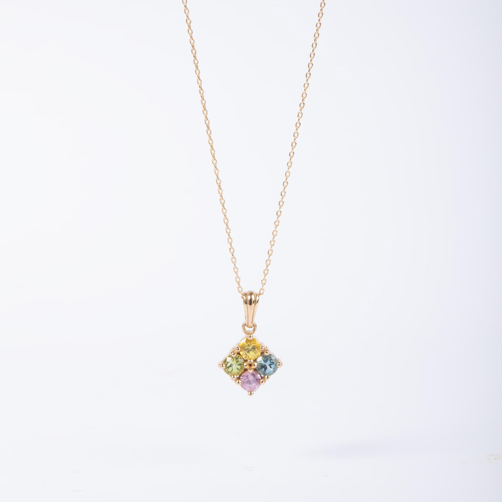 Renkli Taş Buketi Altın Kolye - Goldstore