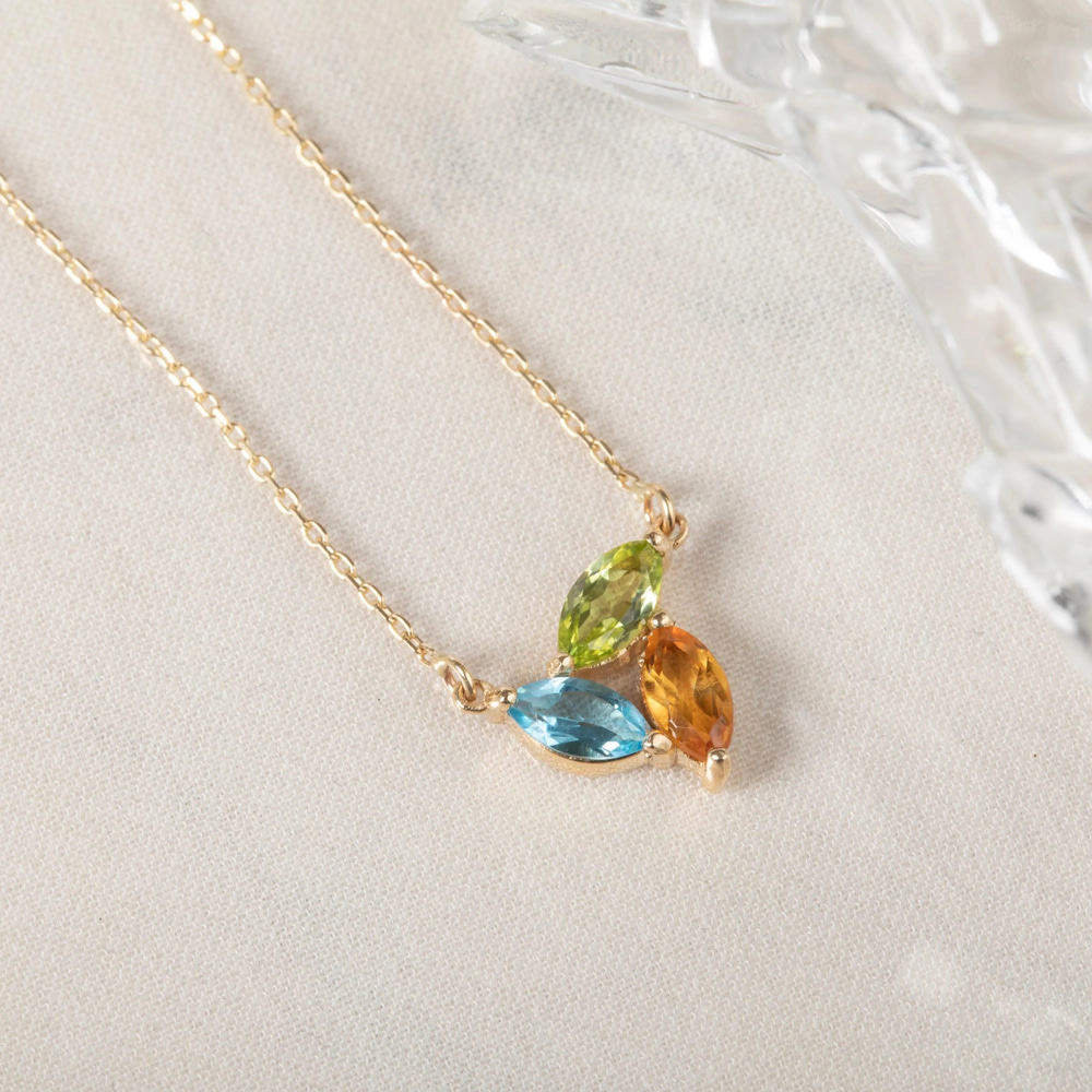 Sitrin Peridot ve Topaz Altın Kolye - Goldstore