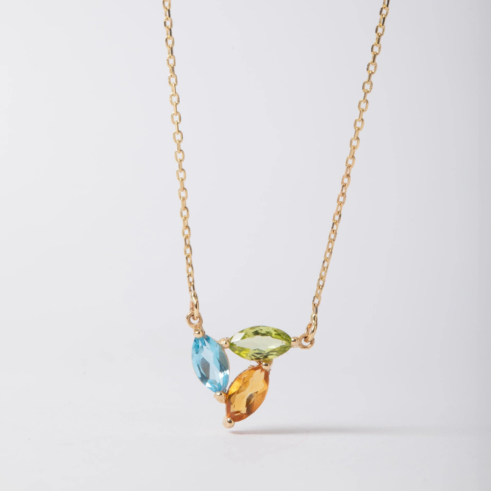 Sitrin Peridot ve Topaz Altın Kolye - Goldstore