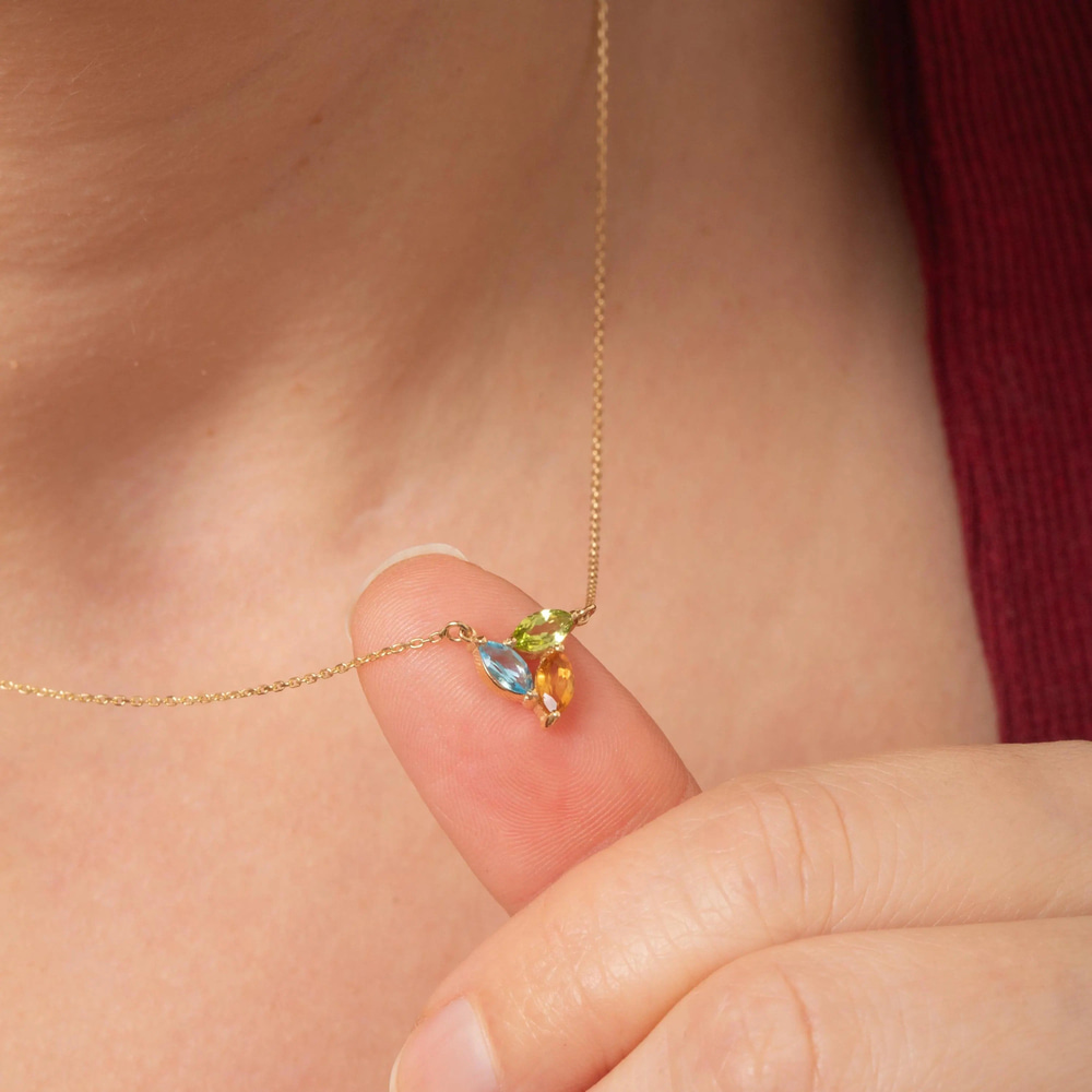 Sitrin Peridot ve Topaz Altın Kolye - Goldstore