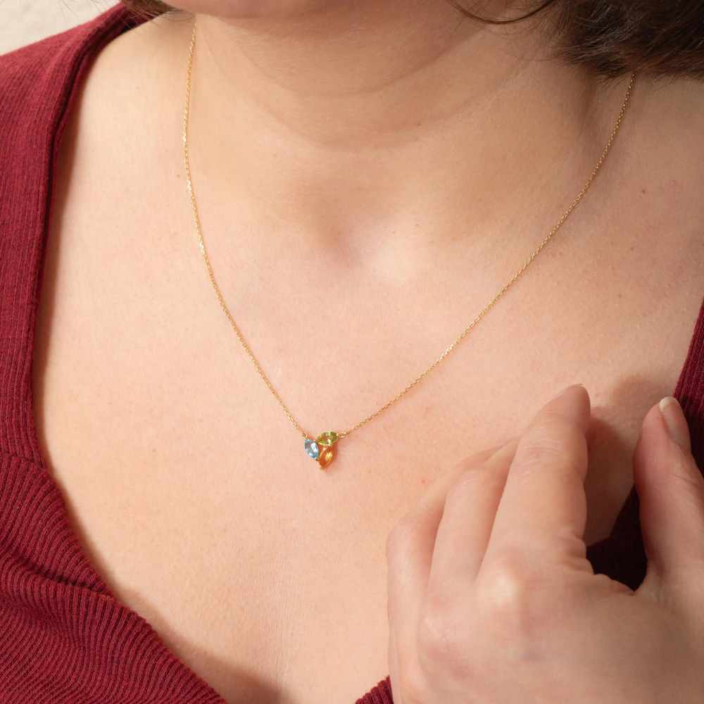 Sitrin Peridot ve Topaz Altın Kolye - Goldstore