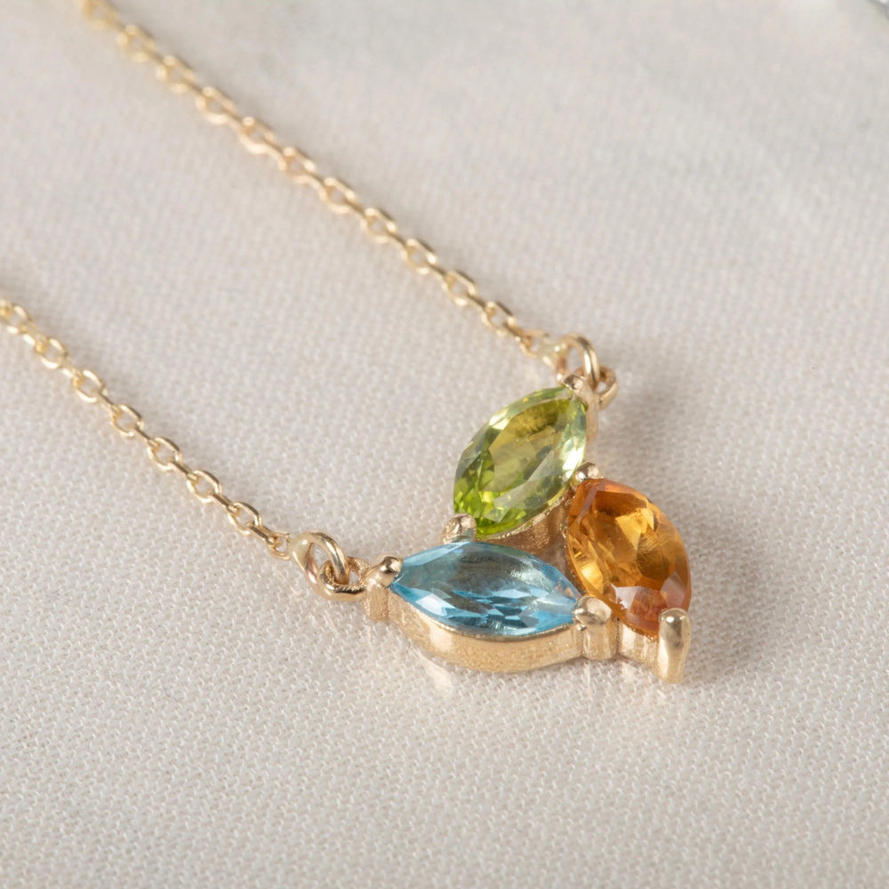 Sitrin Peridot ve Topaz Altın Kolye - Goldstore