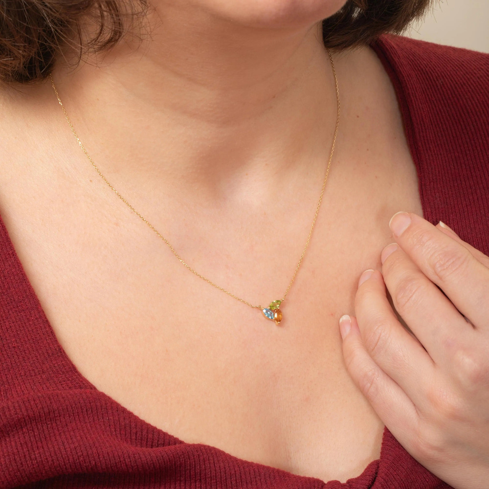 Sitrin Peridot ve Topaz Altın Kolye - Goldstore
