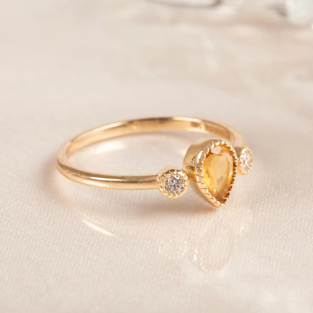 Sitrin Pırlanta Büyüsü Altın Yüzük - Goldstore