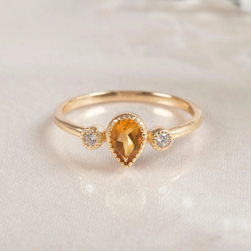 Sitrin Pırlanta Büyüsü Altın Yüzük - Goldstore