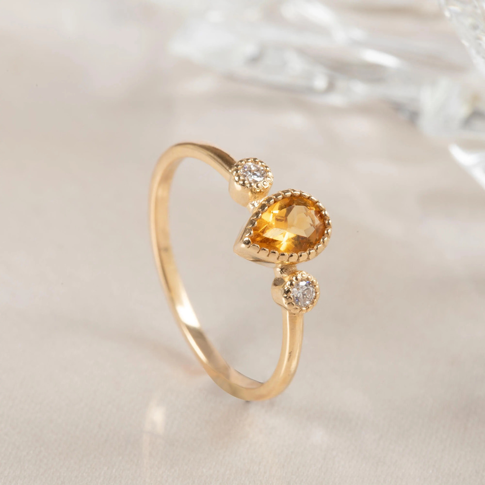 Sitrin Pırlanta Büyüsü Altın Yüzük - Goldstore