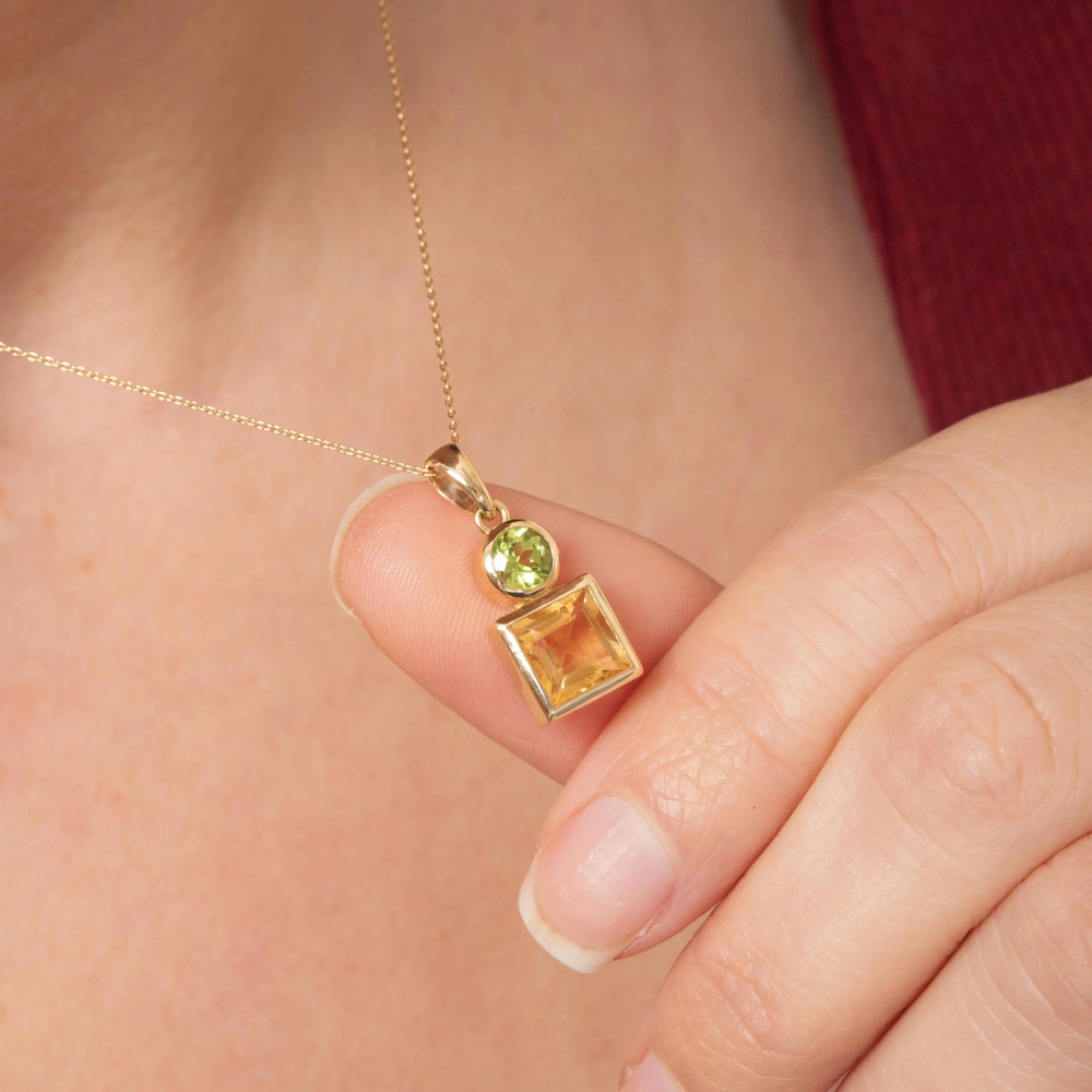 Sitrin ve Peridot Altın Kolye - Goldstore