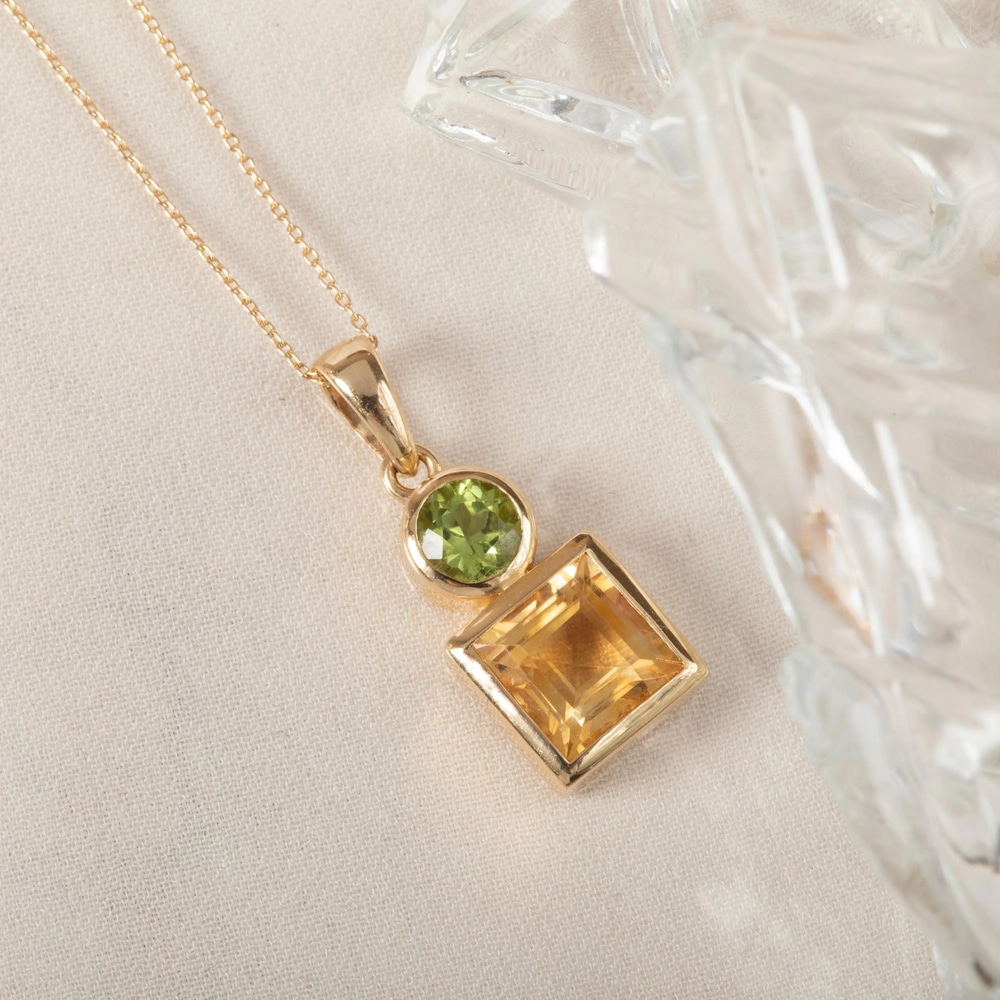 Sitrin ve Peridot Altın Kolye - Goldstore