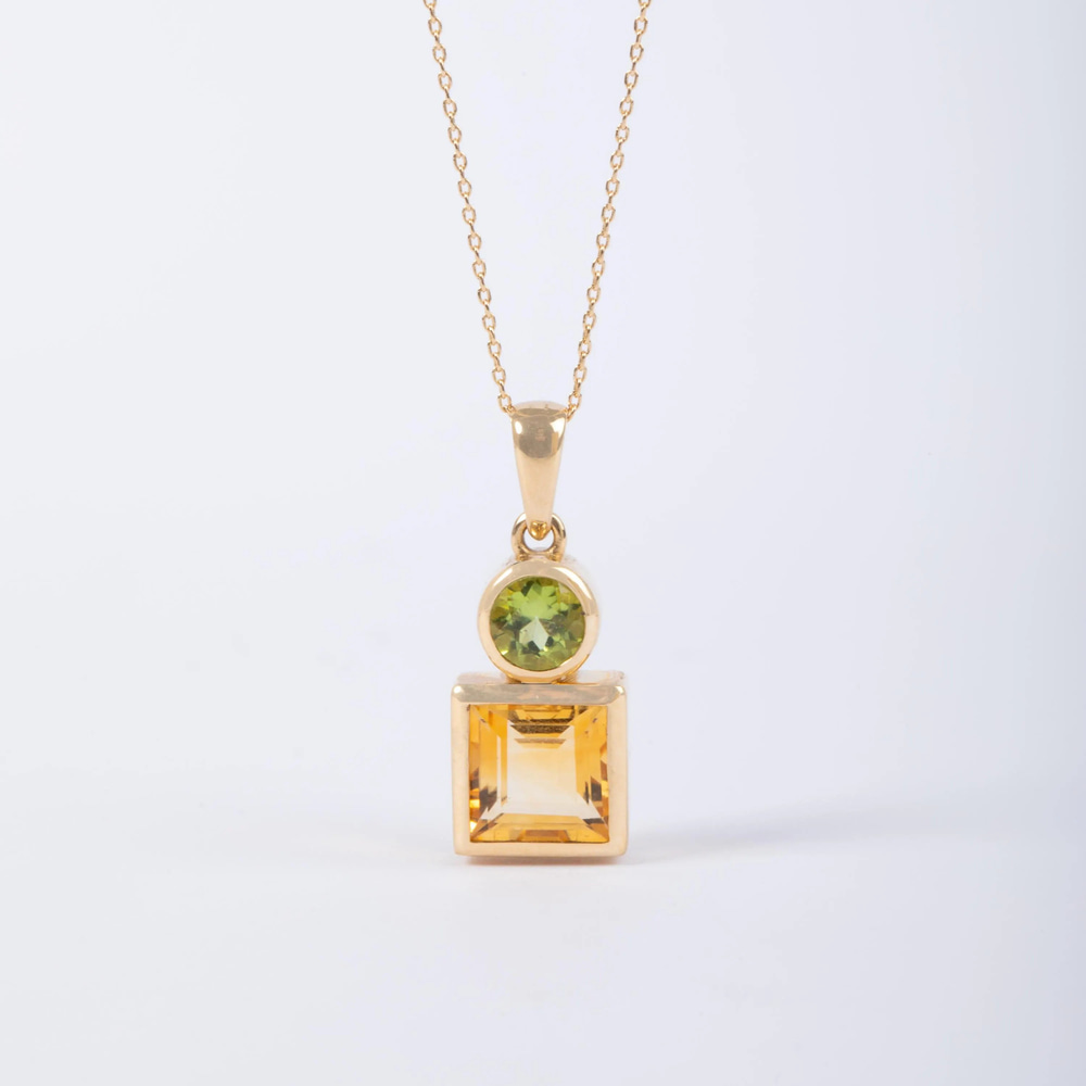 Sitrin ve Peridot Altın Kolye - Goldstore