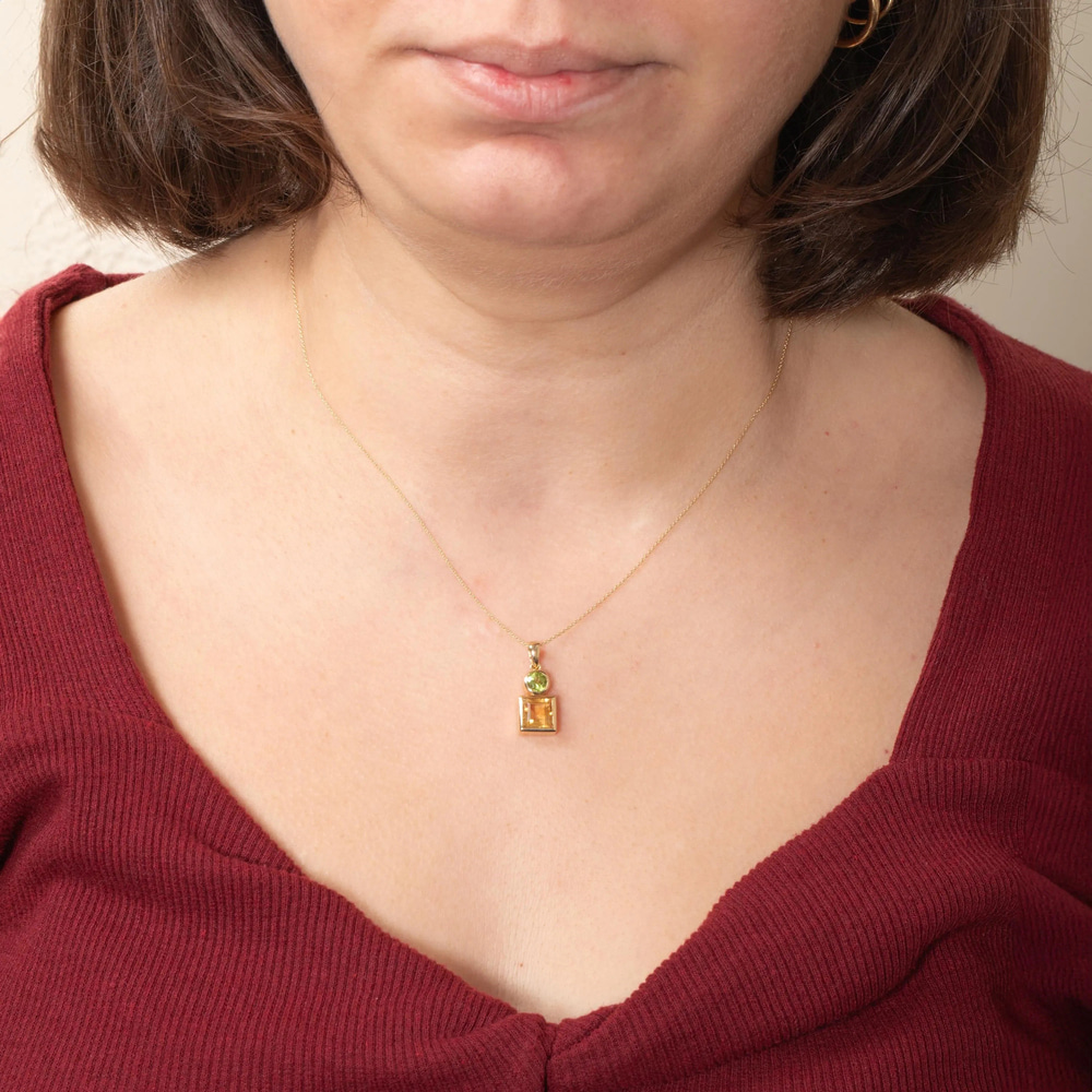Sitrin ve Peridot Altın Kolye - Goldstore