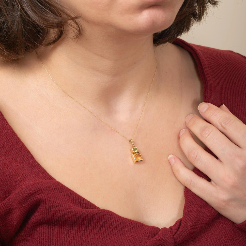 Sitrin ve Peridot Altın Kolye - Goldstore