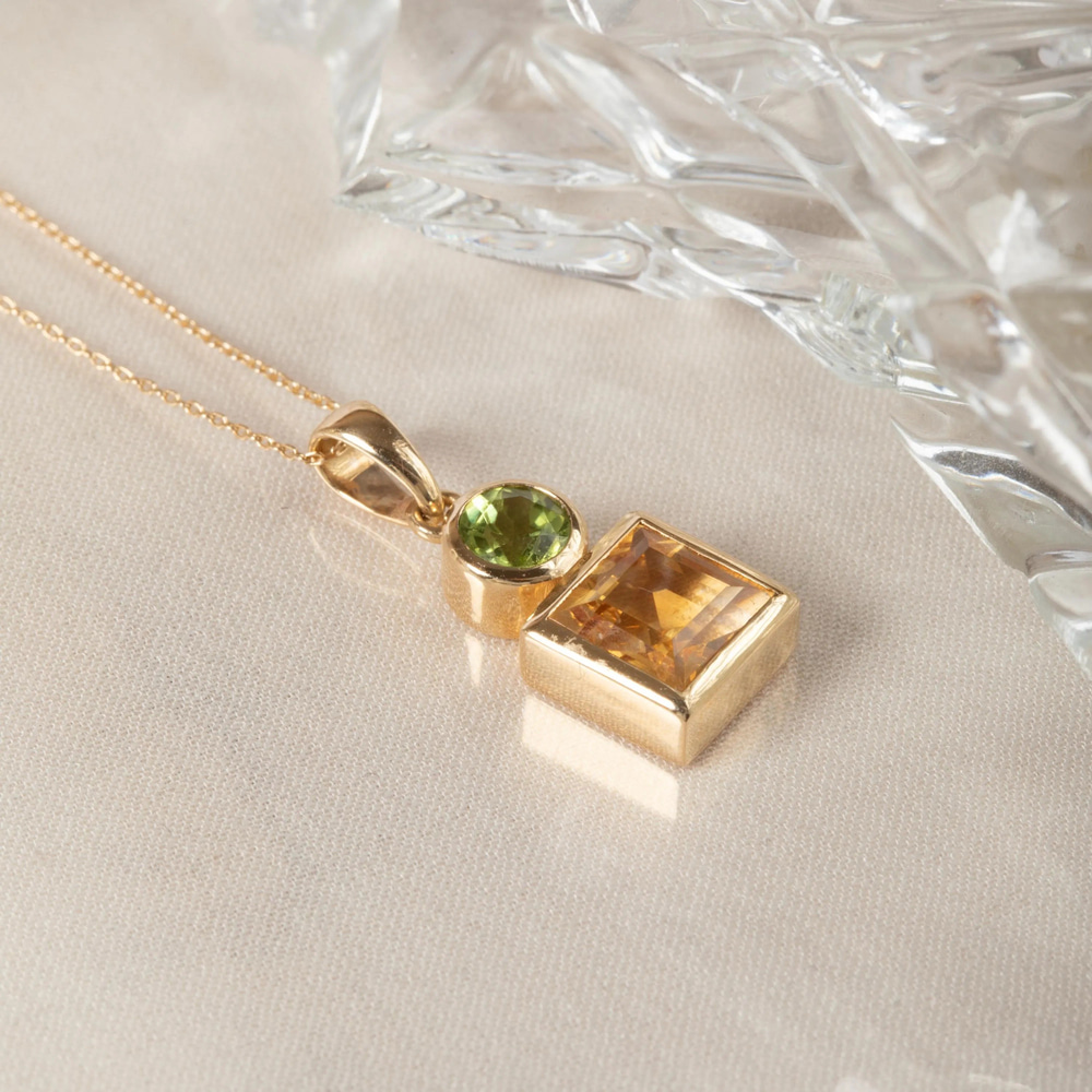 Sitrin ve Peridot Altın Kolye - Goldstore