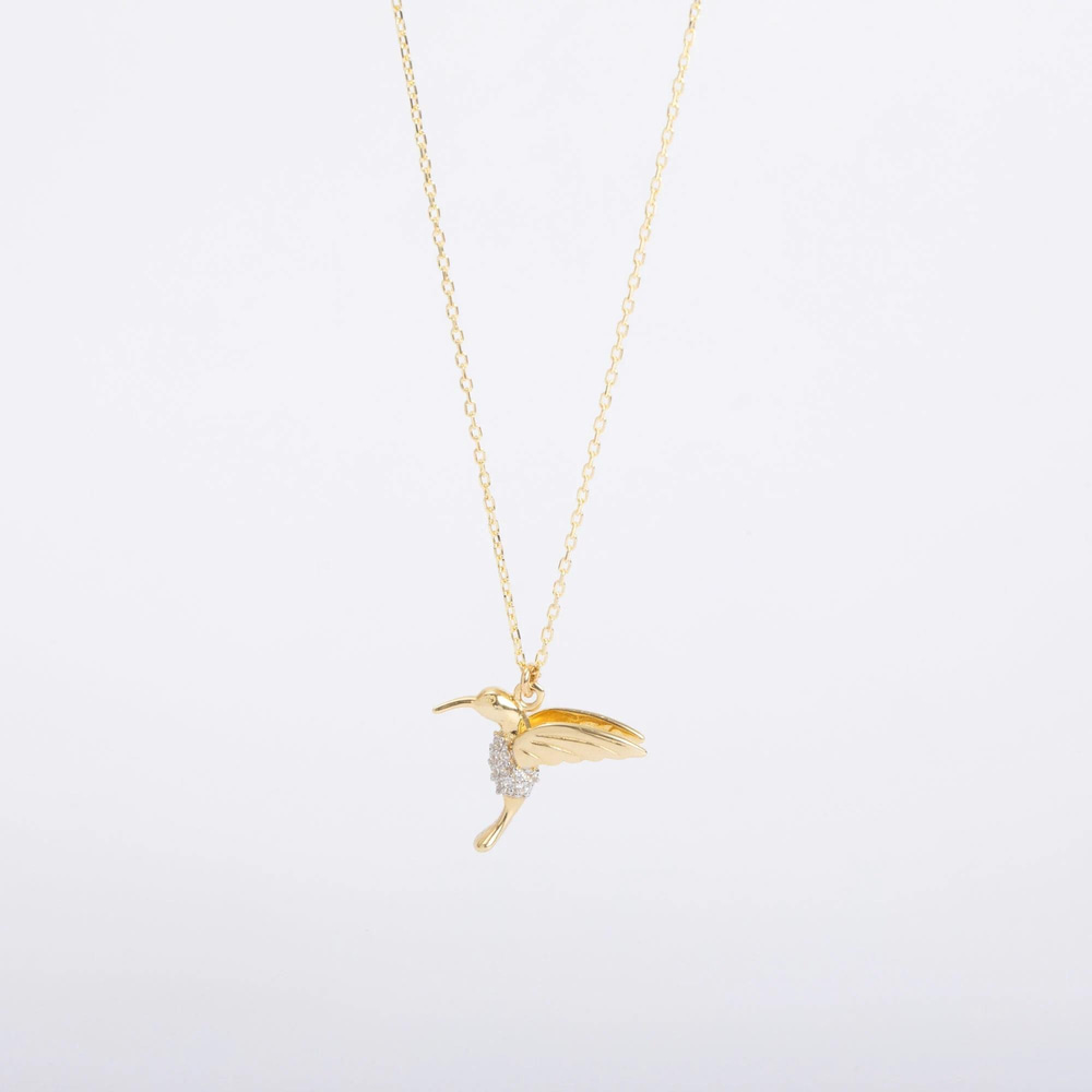 Solid Gold Hummingbird Necklace - Goldstore