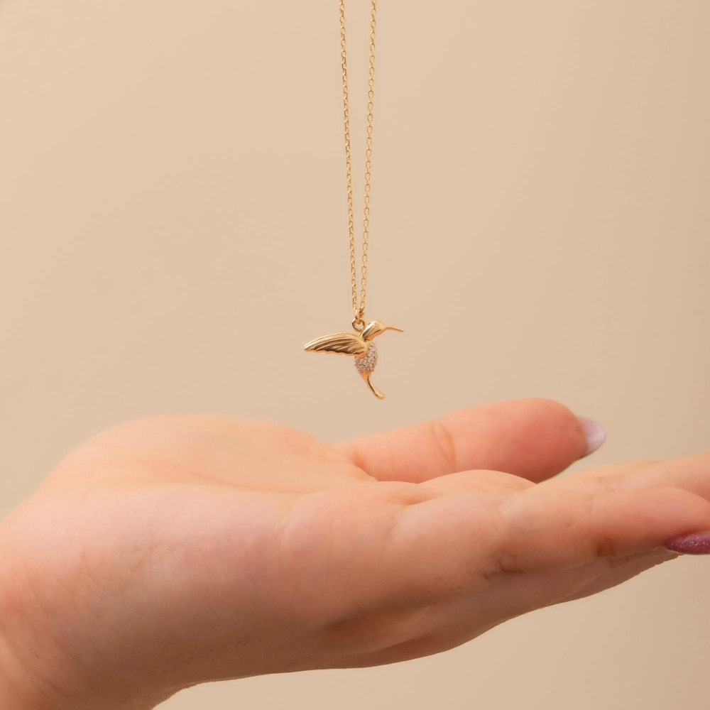Solid Gold Hummingbird Necklace - Goldstore
