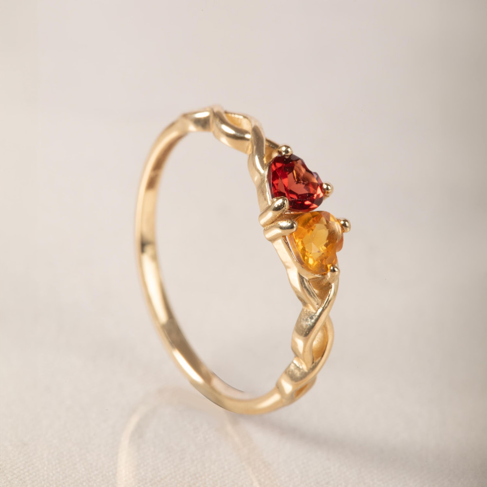 Sonsuz Aşk Garnet ve Sitrin Altın Yüzük - Goldstore