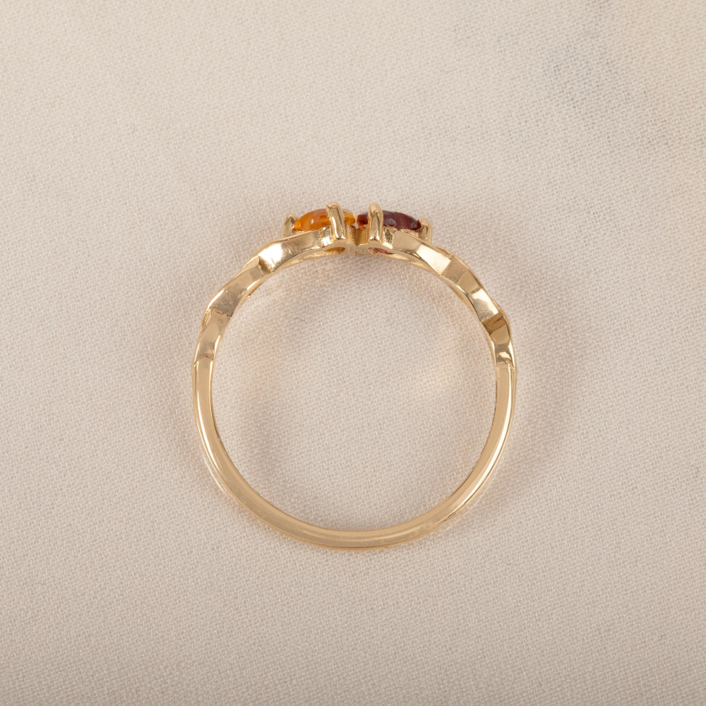 Sonsuz Aşk Garnet ve Sitrin Altın Yüzük - Goldstore