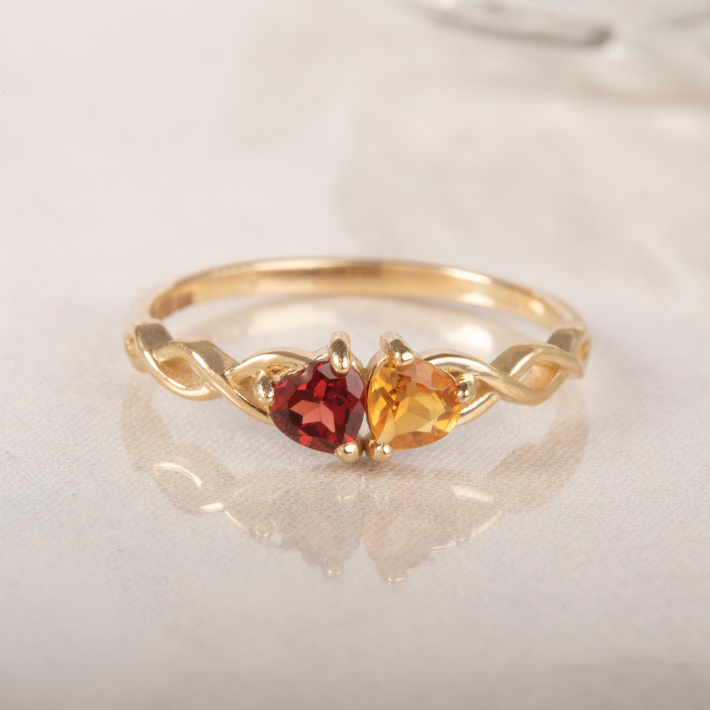 Sonsuz Aşk Garnet ve Sitrin Altın Yüzük - Goldstore