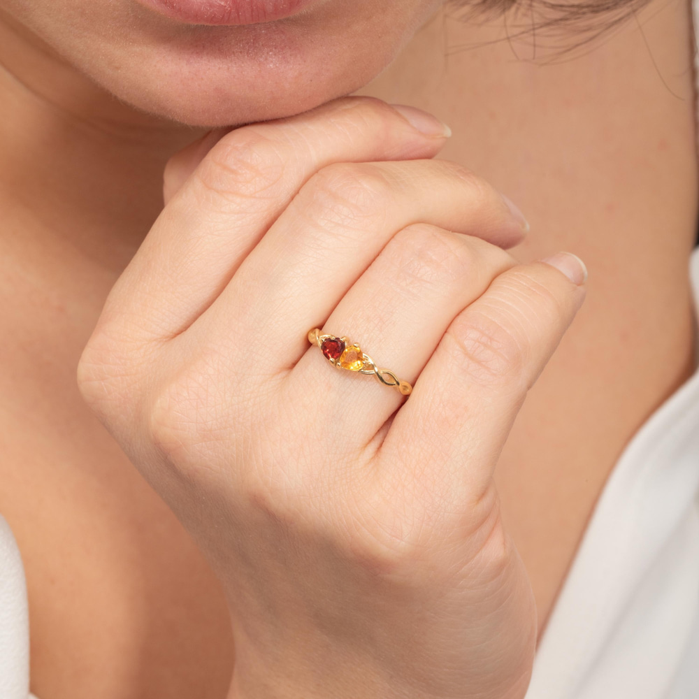 Sonsuz Aşk Garnet ve Sitrin Altın Yüzük - Goldstore