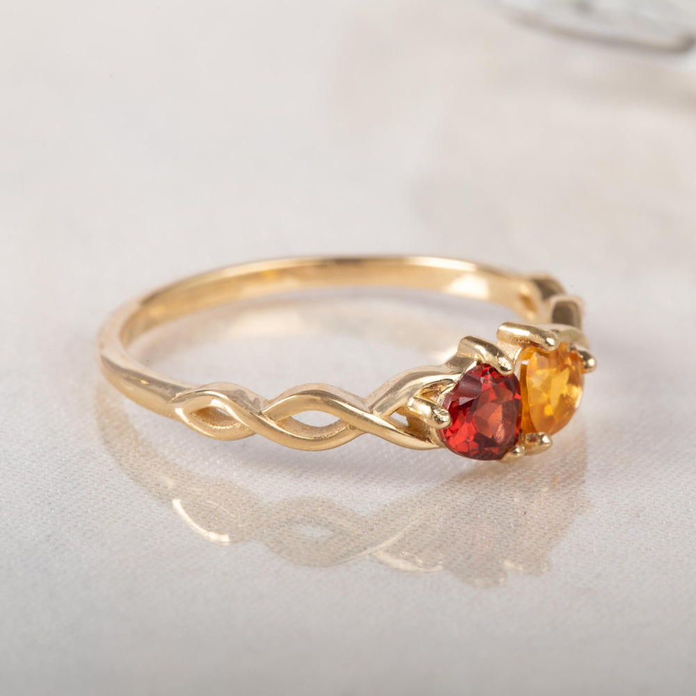 Sonsuz Aşk Garnet ve Sitrin Altın Yüzük - Goldstore