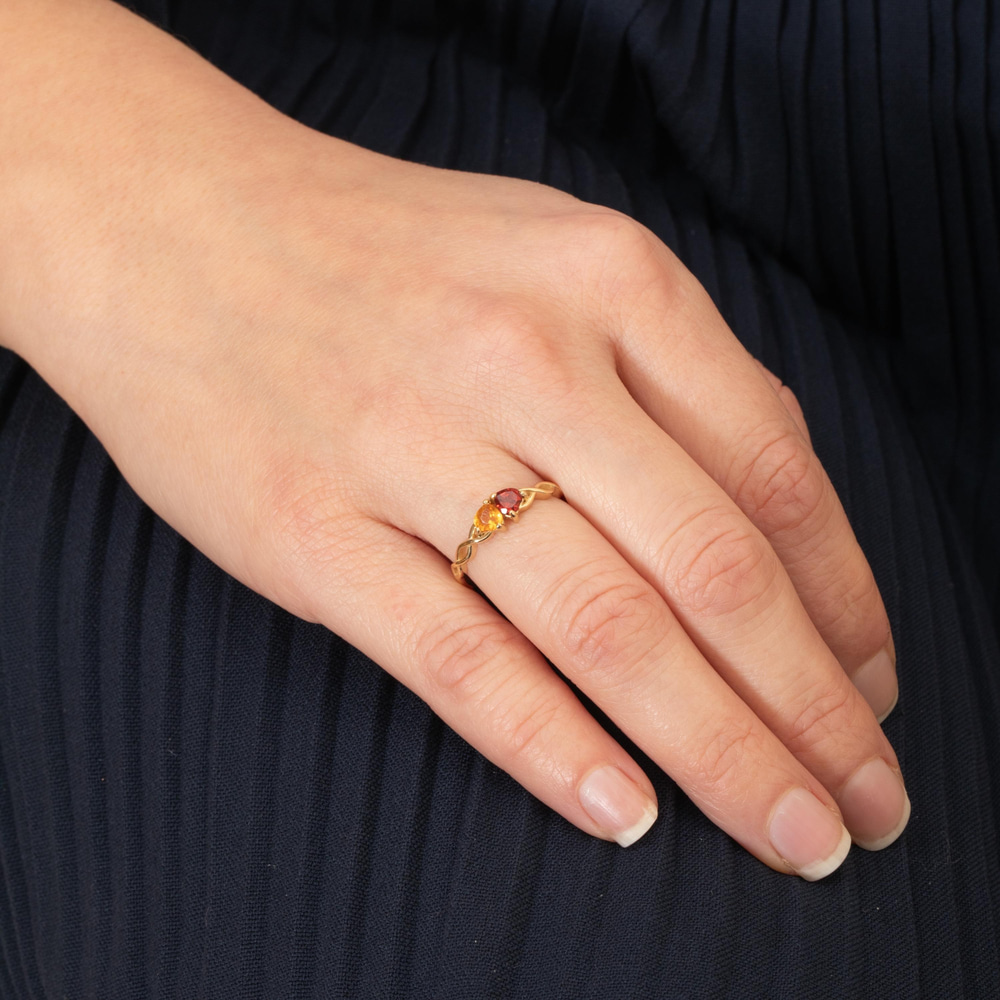 Sonsuz Aşk Garnet ve Sitrin Altın Yüzük - Goldstore