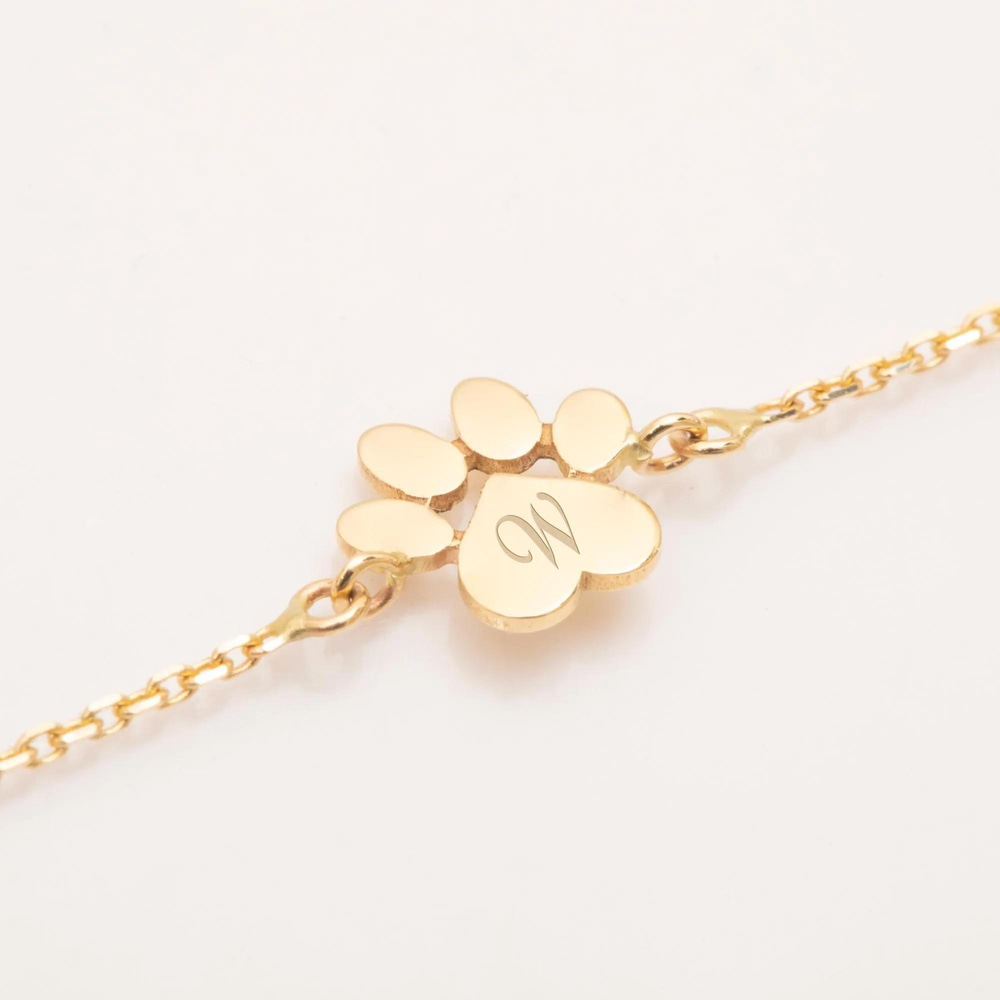 Yazılı Altın Pati İzi Bileklik - Goldstore