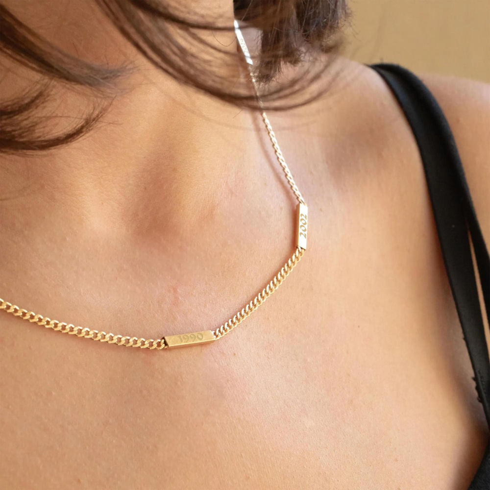 Yazılı Altın Zincir Künye Kolye - Goldstore