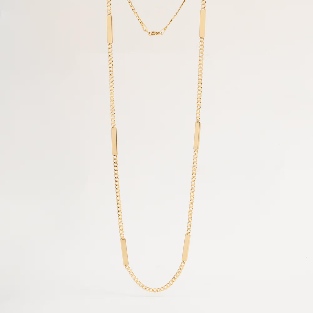 Yazılı Altın Zincir Künye Kolye - Goldstore