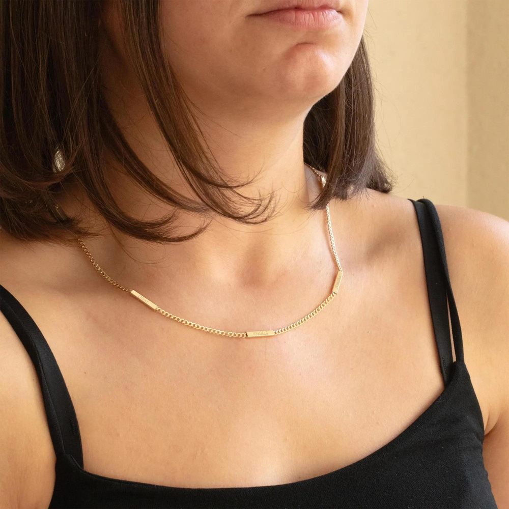 Yazılı Altın Zincir Künye Kolye - Goldstore