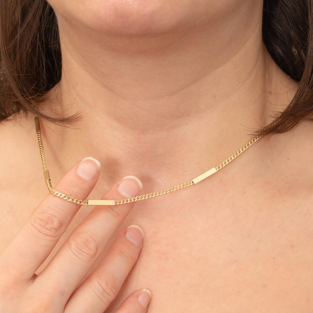 Yazılı Altın Zincir Künye Kolye - Goldstore