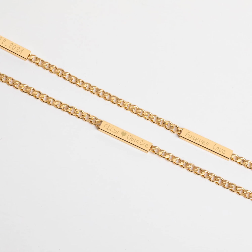 Yazılı Altın Zincir Künye Kolye - Goldstore