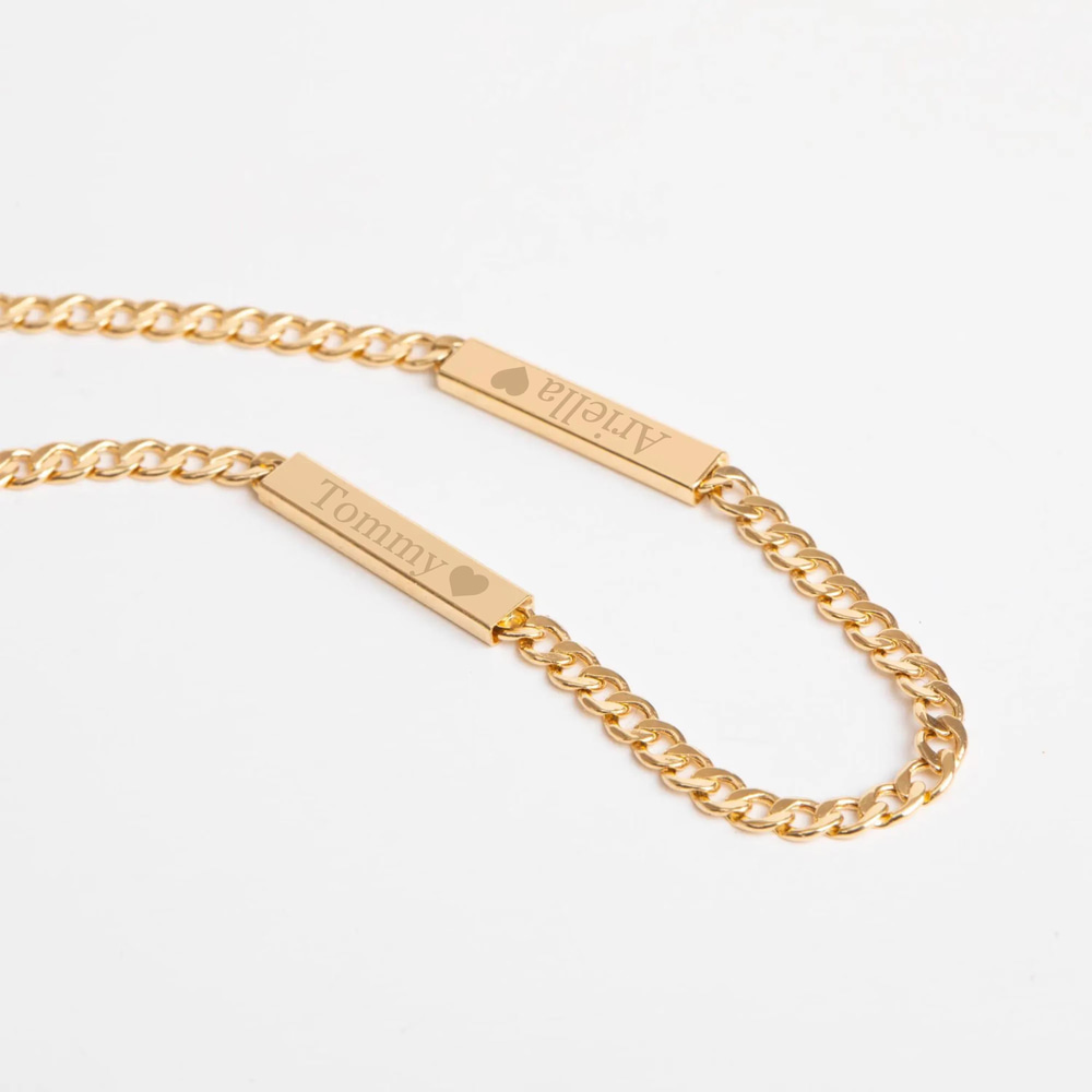 Yazılı Altın Zincir Künye Kolye - Goldstore