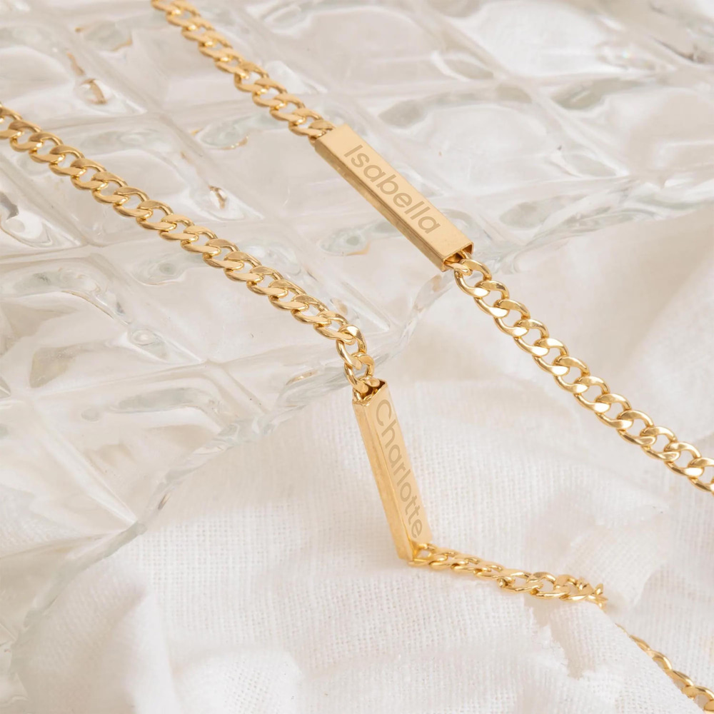 Yazılı Altın Zincir Künye Kolye - Goldstore