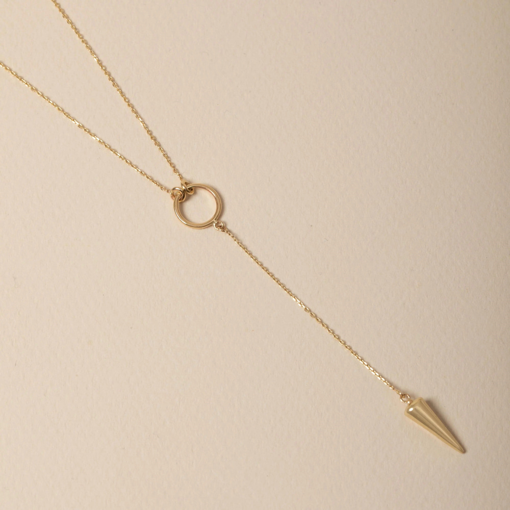 Zarif Konik Uçlu Lariat Altın Kolye  - Goldstore