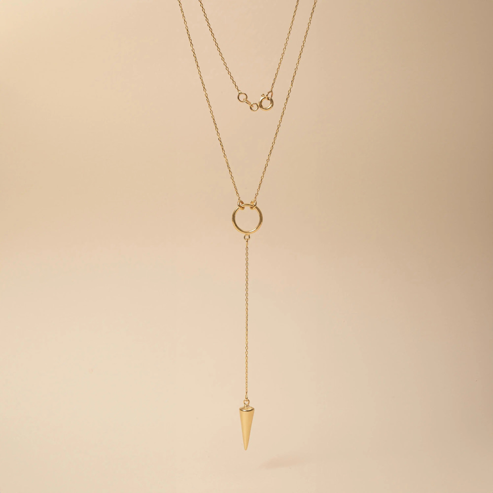 Zarif Konik Uçlu Lariat Altın Kolye  - Goldstore