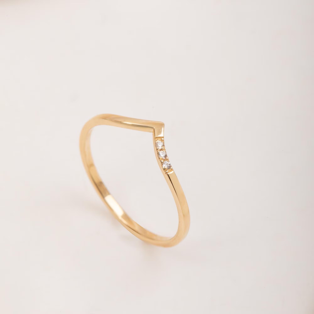 Zarif V Formlu Altın Yüzük  - Goldstore